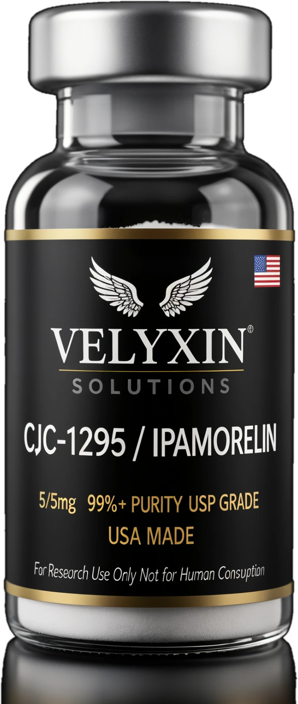 CJC-1295 / Ipamorelin research peptide vial — GH Research